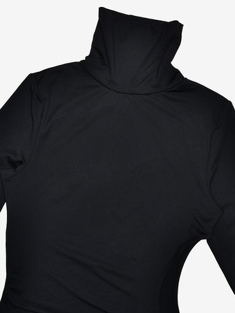 ボディコンロングドレス、フラワーカットアウトウエストタートルネック、ロングスリーブ、セクシーなハイスリットドレス 2025