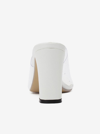 High Heel Mules Transparent Open Toe Chunky Heel Mule Sandals