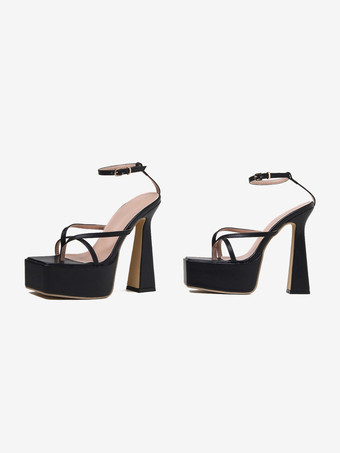 White High Heel Sandals Flip Flop Platform Ankle Strap Sandal Shoes