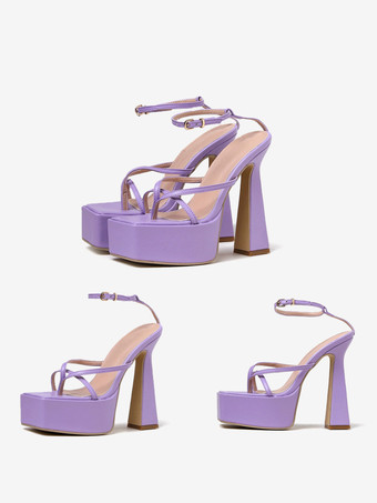 White High Heel Sandals Flip Flop Platform Ankle Strap Sandal Shoes