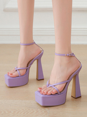 White High Heel Sandals Flip Flop Platform Ankle Strap Sandal Shoes