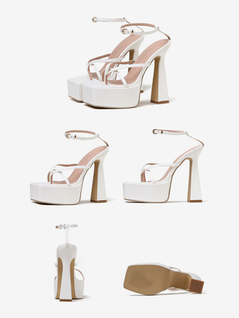 White High Heel Sandals Flip Flop Platform Ankle Strap Sandal Shoes