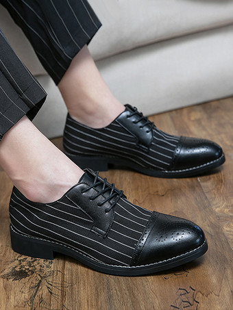 メンズドレスシューズ スタイリッシュなラウンドトゥ PUレザー