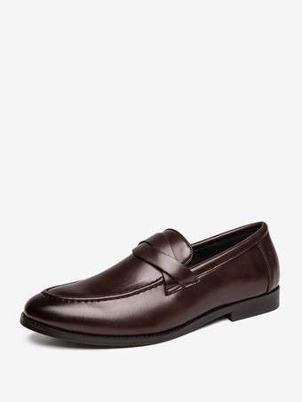 ブラウンメンズ ペニーローファー PUレザーシューズ