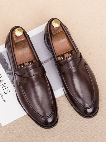 メンズ ペニーローファー PUレザーシューズ