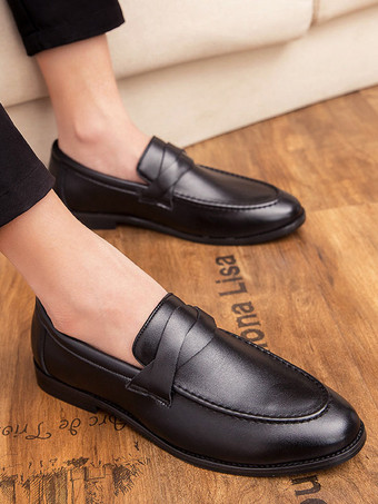 メンズ ペニーローファー PUレザーシューズ