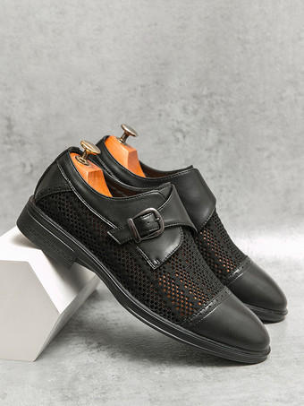 ラウンドトゥ PUレザー メンズ モンクローファーシューズ