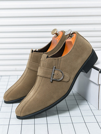 バックルラウンドトゥPUレザーメンズモンクローファーシューズ