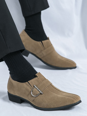 バックルラウンドトゥPUレザーメンズモンクローファーシューズ