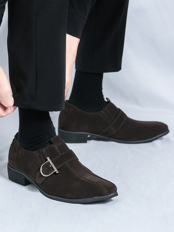 バックルラウンドトゥPUレザーメンズモンクローファーシューズ