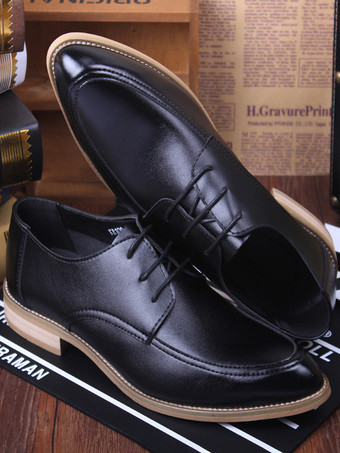 男性用ドレスシューズ 高品質ポインテッドトゥレザーオープンレースエレベーターメンズダービーシューズ