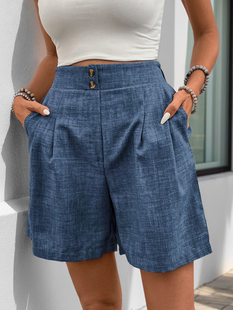 ディープブルー女性用カジュアルショーツ 夏 ルーズボトム 2025