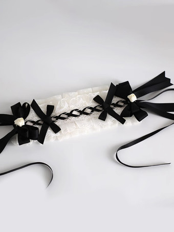 ゴシックロリータアクセサリー ブラックリボンフリル カラーブロックヘッドウェア その他