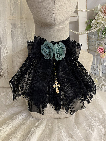 ダークグリーンゴシックロリータアクセサリー バーガンディチェーン 花 レースアクセサリー その他