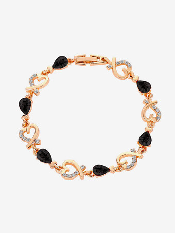 ブラック ハート型クリスタルブレスレット 女性用 2025