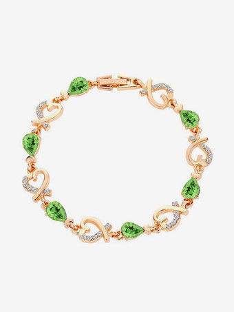 グリーン ハート型クリスタルブレスレット 女性用 2025