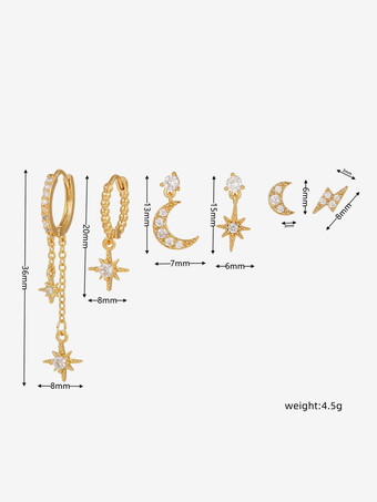 天体星と月のイヤリングセット 女性用 2025