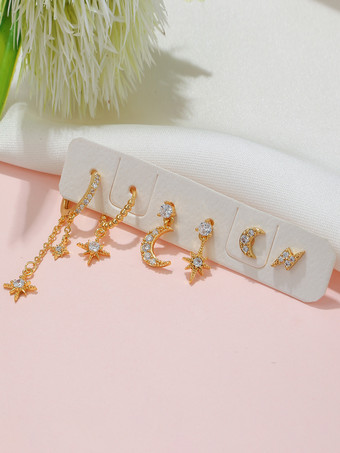 天体星と月のイヤリングセット 女性用 2025