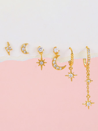 天体星と月のイヤリングセット 女性用 2025