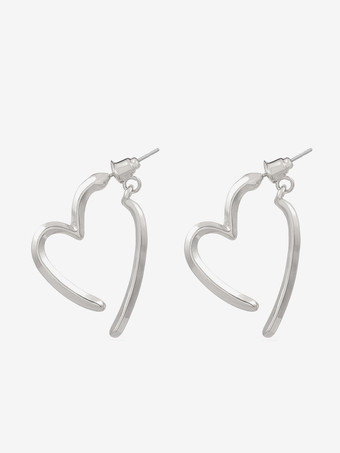 シルバー 女性のためのハート型イヤリング 2025