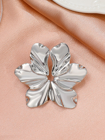 シルバー 女性のための不規則な花の形のイヤリング 2025