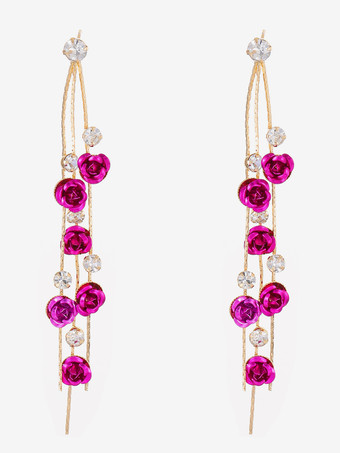 女性のためのローズフローラルドロップイヤリング 2025