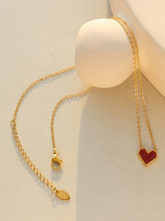 女性用レッドハートペンダントネックレス 2025