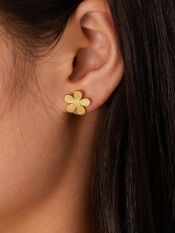 ゴールド 女性用ゴールドフラワースタッドピアス 2025