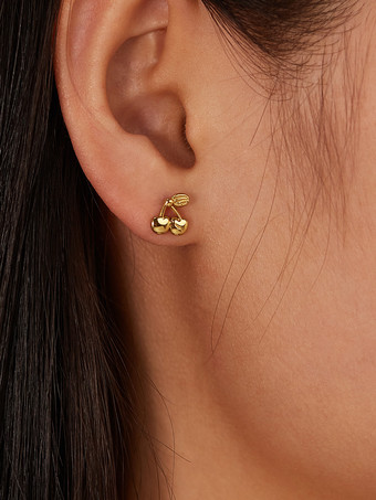 ゴールド ゴールドチェリーフルーツスタッドピアスレディース2025