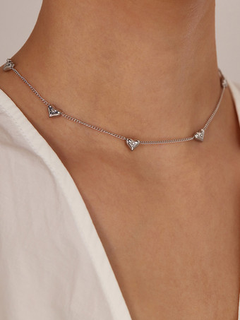 シルバー 女性のためのハート型ネックレス 2025