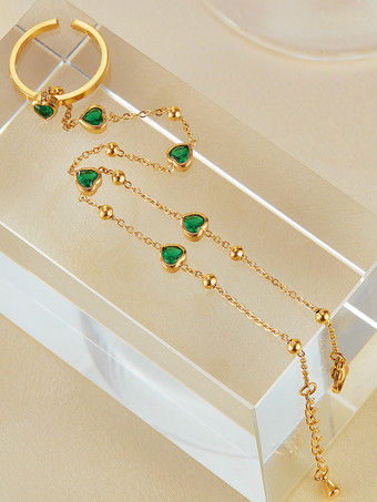 女性用グリーンハートハンドチェーン 2025