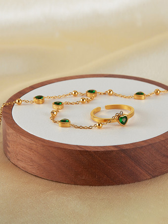 女性用グリーンハートハンドチェーン 2025