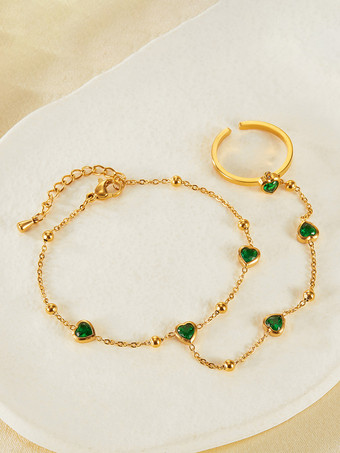 女性用グリーンハートハンドチェーン 2025