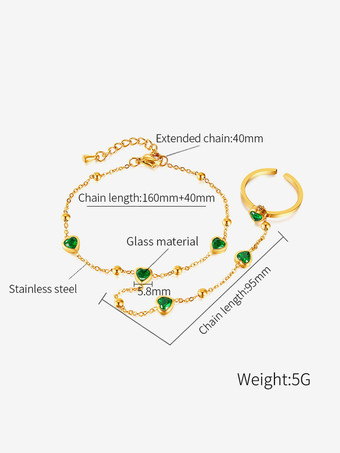 女性用グリーンハートハンドチェーン 2025
