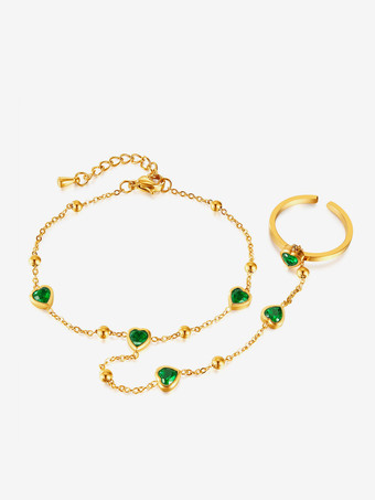 女性用グリーンハートハンドチェーン 2025