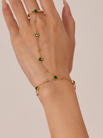 女性用グリーンハートハンドチェーン 2025