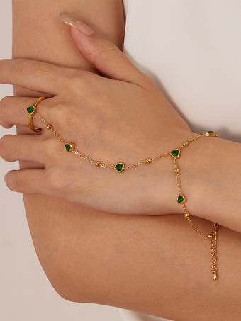 女性用グリーンハートハンドチェーン 2025