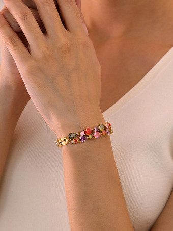ゴールド 女性のためのカラフルなキュービックジルコニアブレスレット 2025