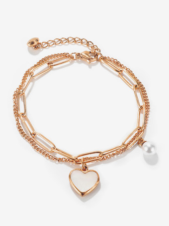 ハート型パールオイスターブレスレット 女性用 2025