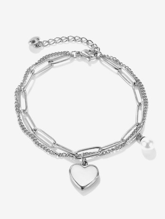 ハート型パールオイスターブレスレット 女性用 2025