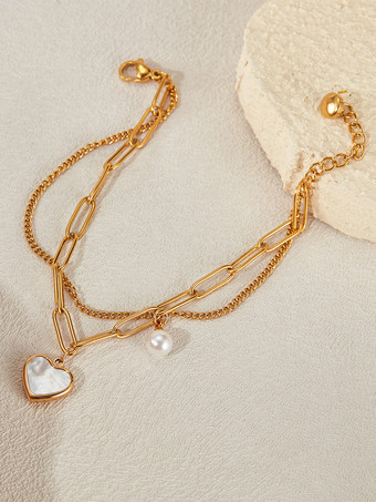 ハート型パールオイスターブレスレット 女性用 2025