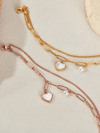 ハート型パールオイスターブレスレット 女性用 2025