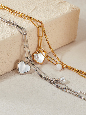 ハート型パールオイスターブレスレット 女性用 2025