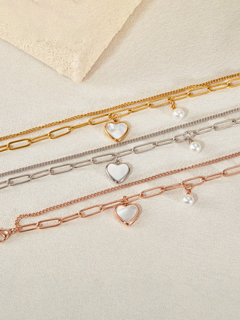 ハート型パールオイスターブレスレット 女性用 2025