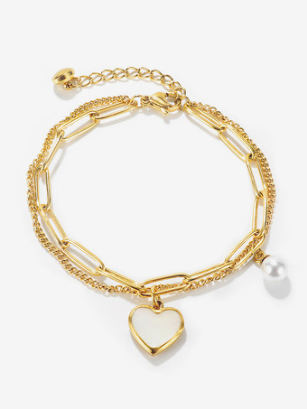 ハート型パールオイスターブレスレット 女性用 2025