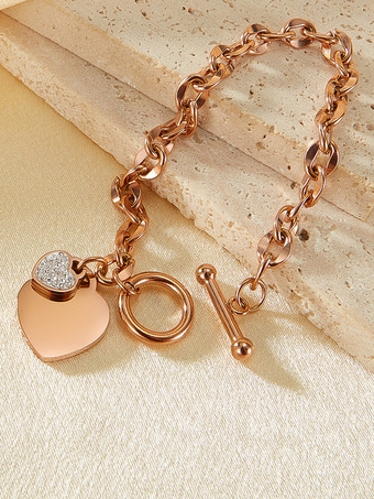 女性用ダブルハートチャームブレスレット 2025