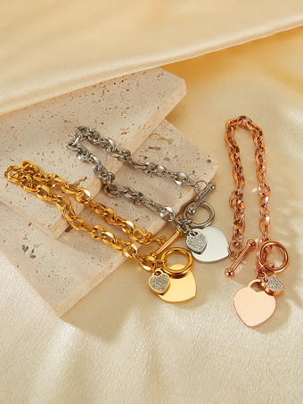 女性用ダブルハートチャームブレスレット 2025