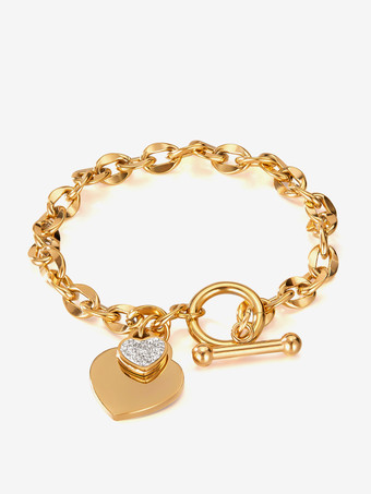 女性用ダブルハートチャームブレスレット 2025