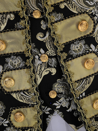 黒 ヴィンテージ セット 中世 ボタン ジャカード 長袖 レトロ コスチューム セット 男性用