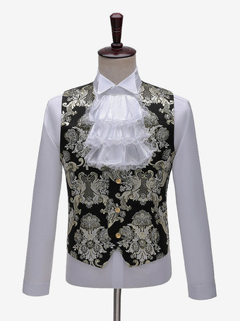 黒 ヴィンテージ セット 中世 ボタン ジャカード 長袖 レトロ コスチューム セット 男性用